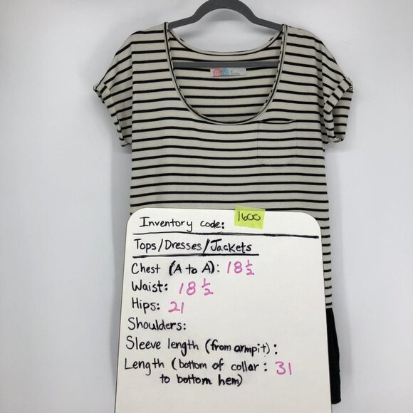 Free People Beach Striped ShortSleeve RoundNeck Top w Black Ruffle Peplum Hem XS - Picture 13 of 14